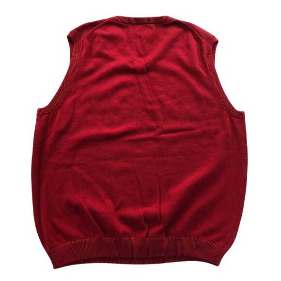Walter Hagen Mens Vest Sweater XL Red Knit Argyle V-Neck Pullover Cotton Casual - Picture 2 of 10